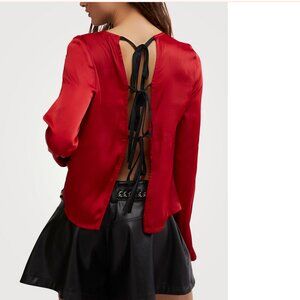 NWT Free People Aribella Tie Back Satin Top